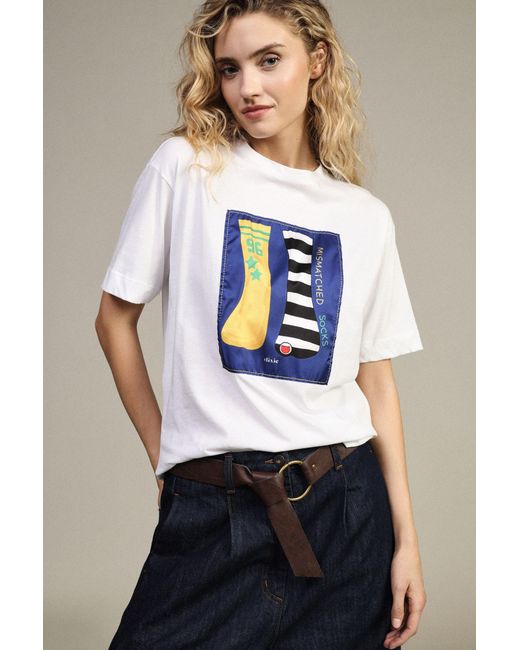T-Shirt À Motif Chaussettes Coupe Droite Dixie en coloris Blue