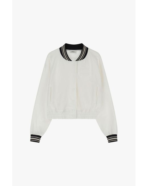 Giacca Bomber Con Colletto Rigato di Dixie in White