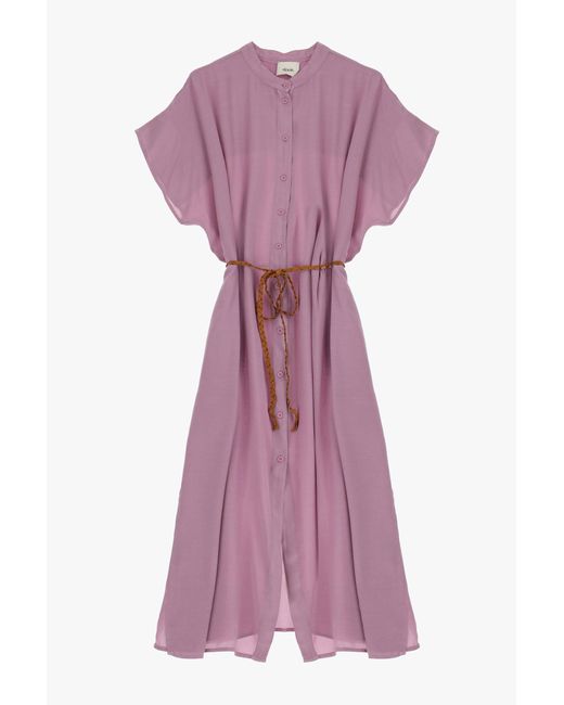Abito Midi Con Abbottonatura E Cordino di Dixie in Purple