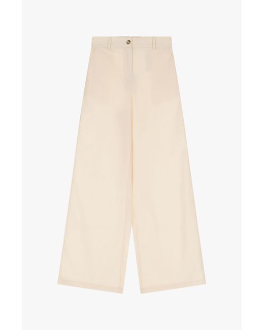 Pantaloni A Gamba Larga Con Vita Alta di Dixie in White