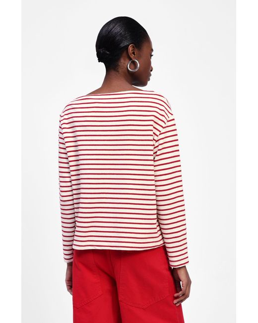 Maglia A Righe Maniche Lunghe Scollo A Barchetta di Dixie in Red