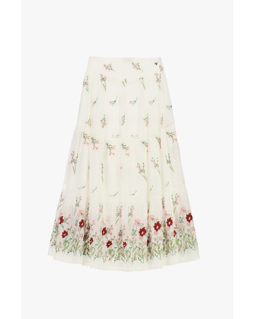 Jupe Longue Évasée À Motif Fleuri Taille Haute Dixie en coloris White