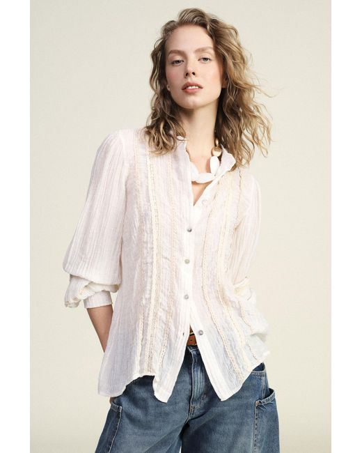 Camicia Con Maniche Lunghe E Inserti di Dixie in White