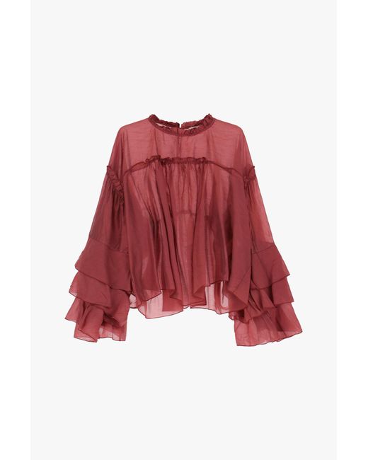 Camicia Ampia Con Maniche A Balze di Dixie in Red