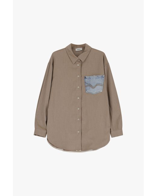 Camicia Con Tasca A Contrasto di Dixie in Natural