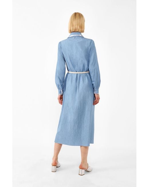 Robe Longue En Jean De Coton Avec Ourlets Effet Métallisé Dixie en coloris Blue
