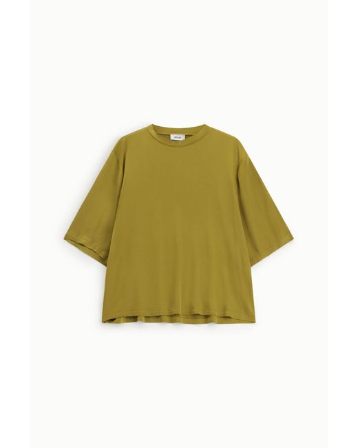 Top Ampio Manica Al Gomito Girocollo Minimal di Dixie in Green