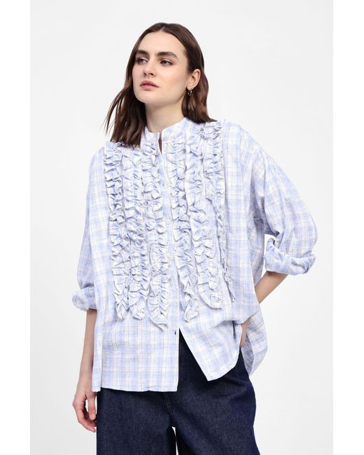 Camicia Con Colletto Coreano E Ruches di Dixie in White