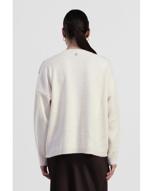 Pull Col Rond À Motif Losanges Manches Longues Dixie en coloris White