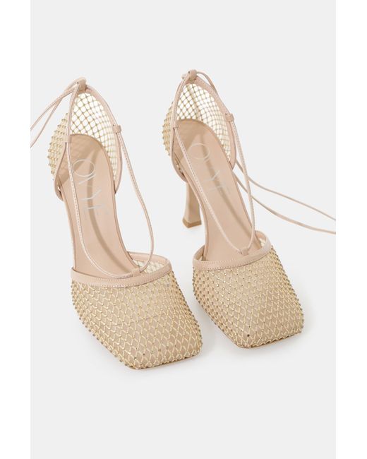 Décolleté A Rete Con Tacco E Strass di Dixie in White