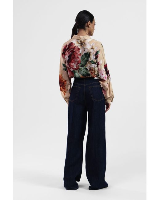 Jeans A Gamba Larga Vita Alta di Dixie in Blue