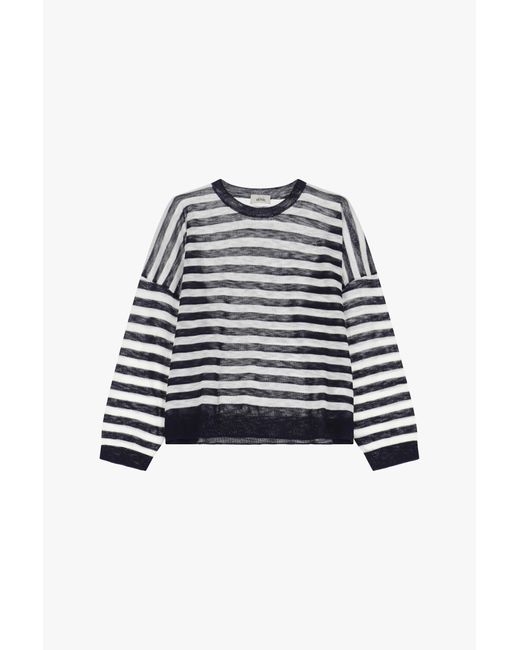 Maglione A Righe Maniche Lunghe di Dixie in White