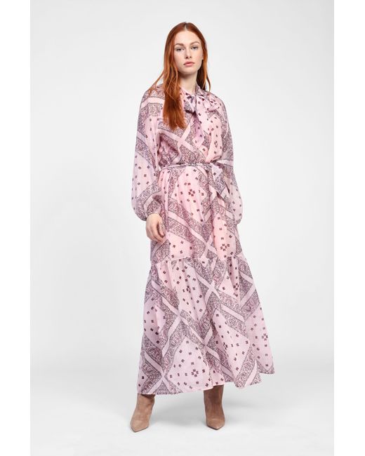 Robe Longue Imprimée Avec Ceinture Dixie en coloris Pink