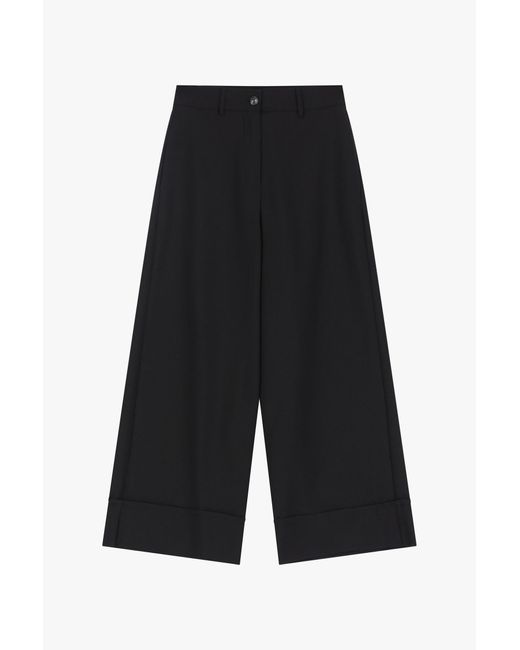 Pantaloni Palazzo Con Risvolto di Dixie in White