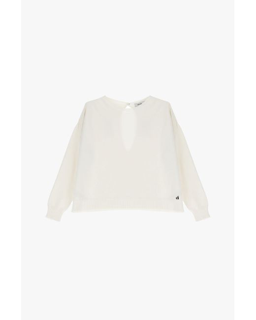 Pull Col Rond Détail Ouverture Dos Et Manches Longues Dixie en coloris White