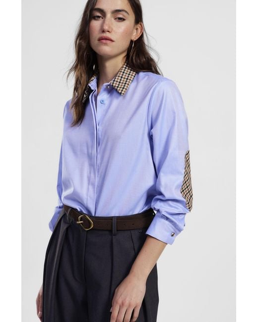 Camicia Con Colletto E Toppe A Quadri di Dixie in Purple