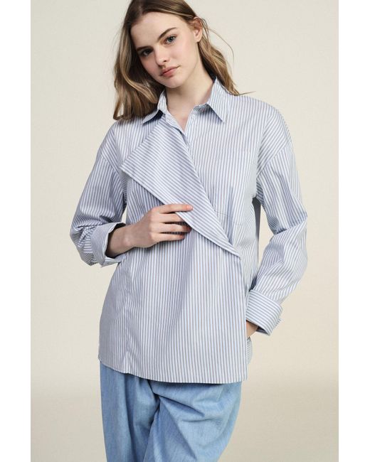 Chemise Rayée À Col Classique Et Fermeture Asymétrique Dixie en coloris Blue