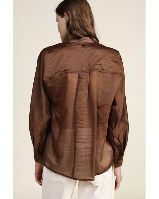 Chemise Manches Longues À Pli Asymétrique Dixie en coloris Brown