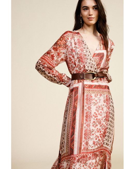 Robe Longue Patchwork À Encolure En V Dixie en coloris Red