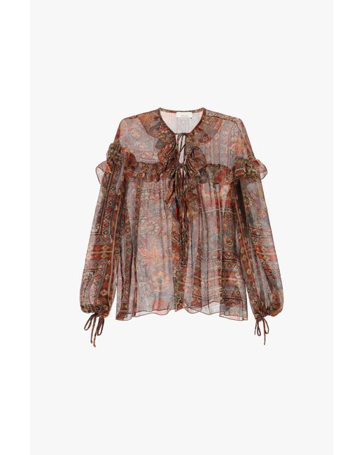 Camicia A Stampa Floreale Con Maniche Lunghe di Dixie in Brown