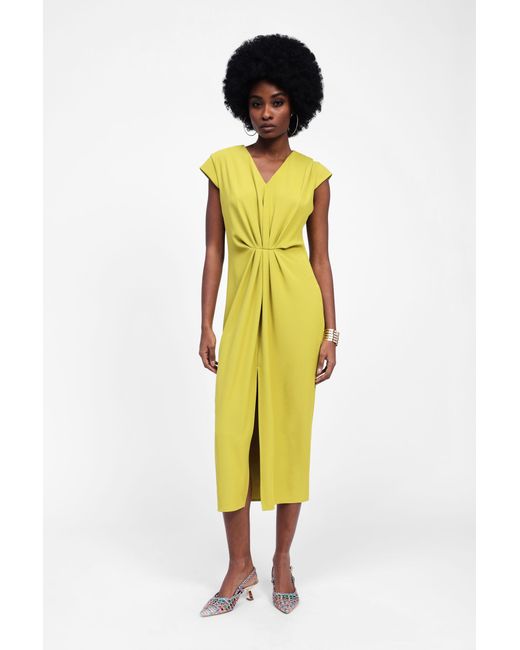 Abito Midi Drappeggiato Con Scollo A V di Dixie in Yellow