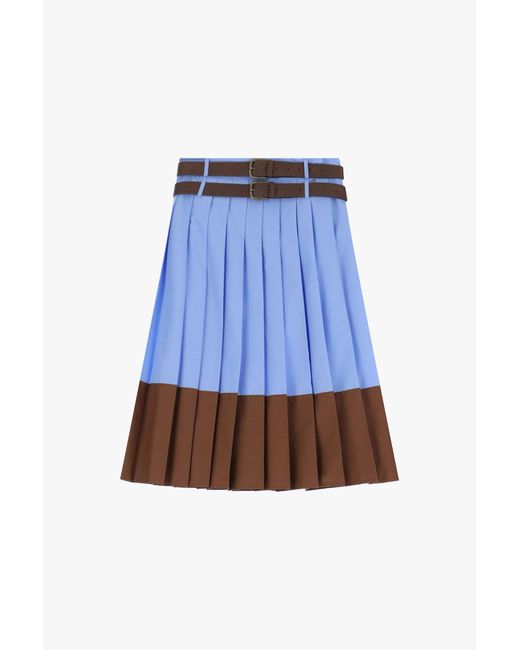 Gonna A Pieghe Bicolore Con Cintura di Dixie in Blue