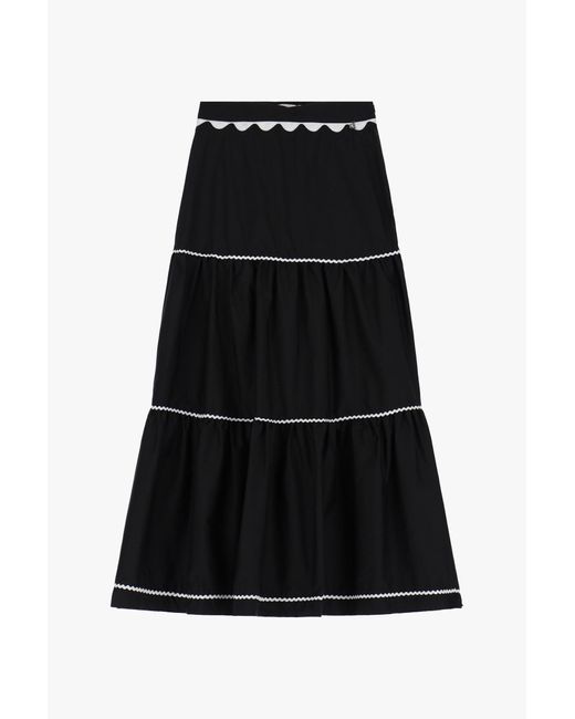 Gonna Lunga Con Balze Decorative di Dixie in Black