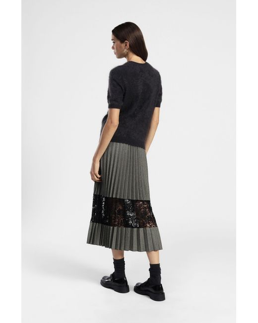 Jupe Midi Plissée Avec Bande De Dentelle Dixie en coloris Green