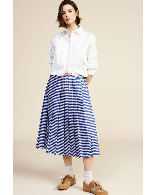Jupe Midi Taille Haute À Plis Et Cordon Dixie en coloris Blue