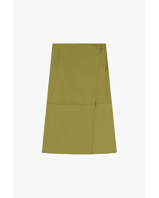 Gonna Midi Effetto Suede Con Vita Alta di Dixie in Green