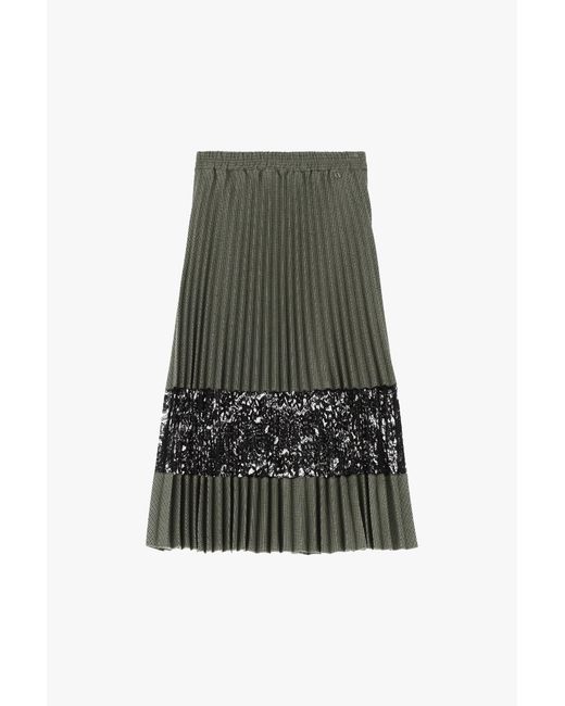 Jupe Midi Plissée Avec Bande De Dentelle Dixie en coloris Green