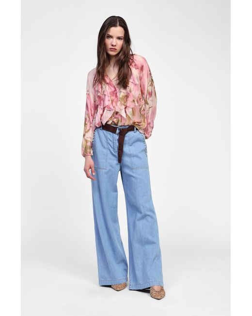Jeans Ampi Con Cintura Decorativa di Dixie in Blue