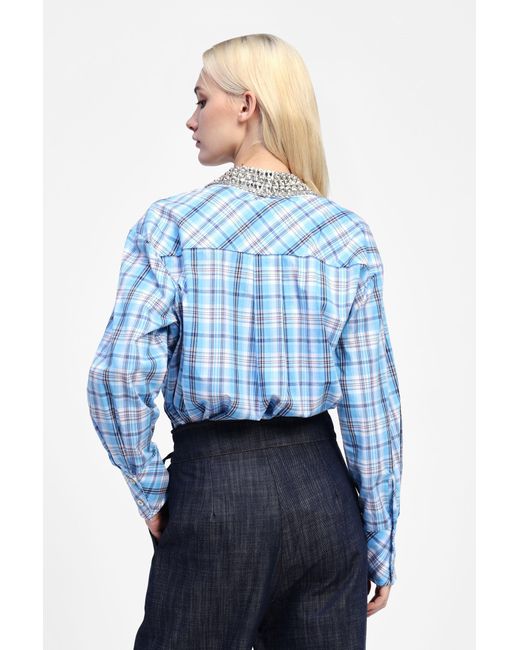 Camicia A Quadri Con Colletto Decorato di Dixie in Blue