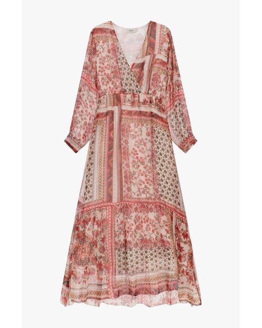 Robe Longue Patchwork À Encolure En V Dixie en coloris Red