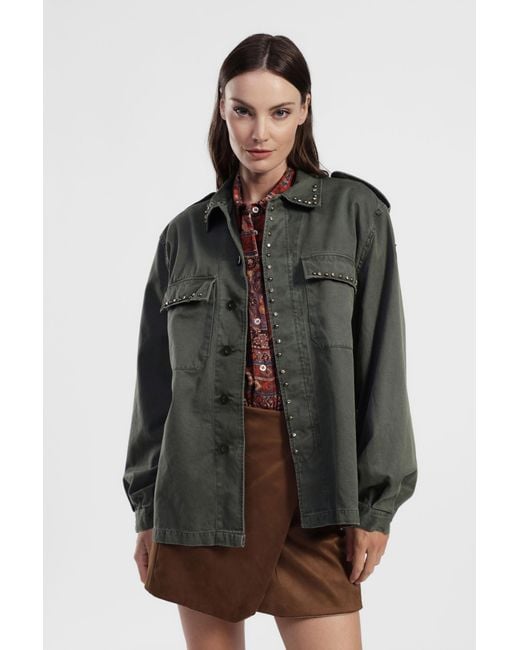 Giacca Camicia Con Borchie E Spalline Decorative di Dixie in Green