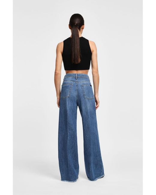 Jeans A Gamba Larga Con Vita Alta E Orlo Vivo di Dixie in Blue