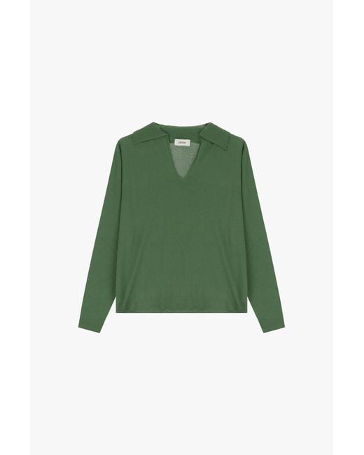 Maglia A Maniche Lunghe Con Scollo A V di Dixie in Green