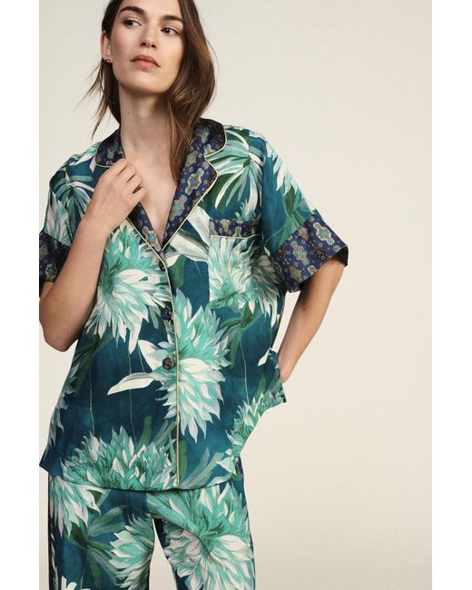 Chemise Ample Imprimé Floral Avec Poche Dixie en coloris Blue