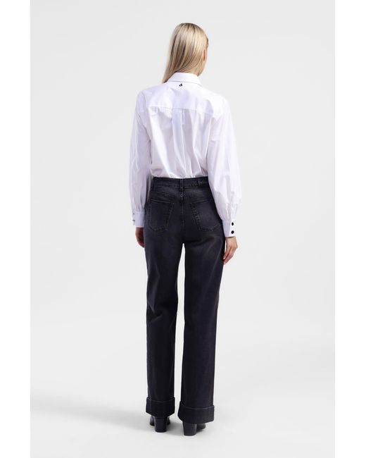 Jeans A Gamba Ampia Con Vita Alta di Dixie in Black