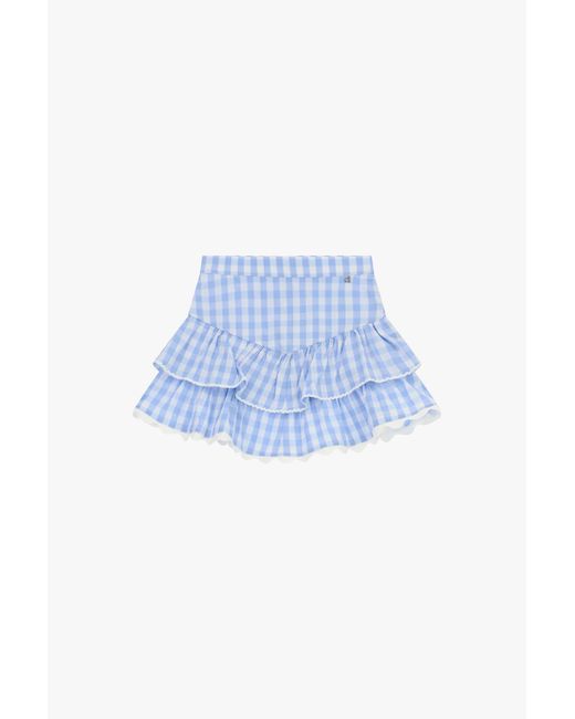Jupe Courte Taille Haute À Volants Motif Vichy Dixie en coloris Blue