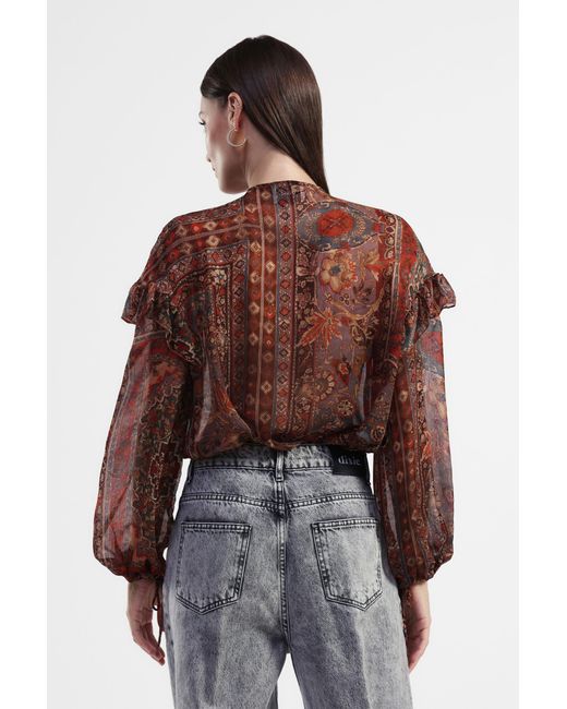 Camicia A Stampa Floreale Con Maniche Lunghe di Dixie in Brown