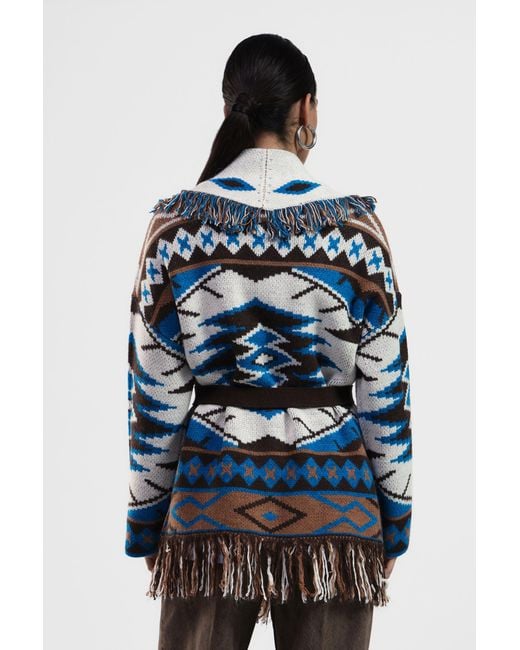 Cardigan Con Frange E Cintura di Dixie in Blue