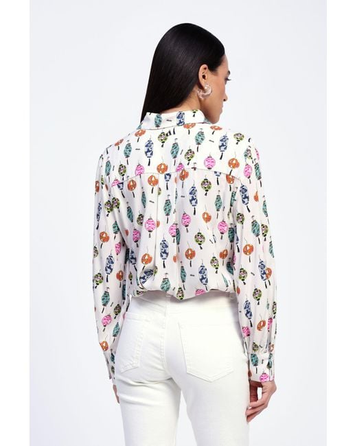 Camicia Stampata Colletto Classico di Dixie in White