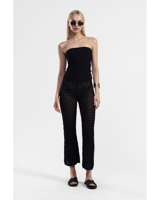 Pantalon Évasé Avec Motif Ajouré Dixie en coloris Black