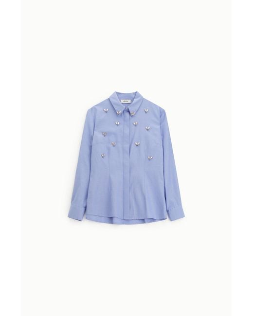 Camicia Applicazioni Gioiello E Colletto Classico di Dixie in Blue