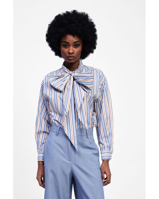 Camicia Con Fiocco E Righe di Dixie in Blue