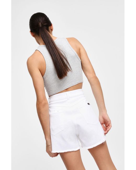Shorts A Vita Alta Con Orlo Sfrangiato di Dixie in White