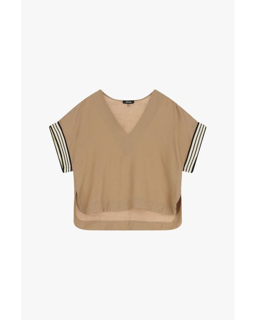 T-Shirt Con Maniche Corte Profilate E Scollo V di Dixie in White