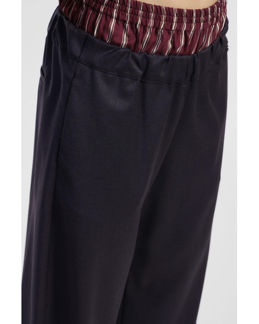 Pantalon Palazzo Taille Haute Avec Ceinture Élastique Contrastante Dixie en coloris Blue