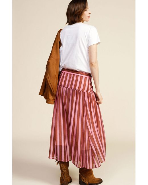 Jupe Longue À Rayures Taille Haute Avec Cordon Dixie en coloris Red
